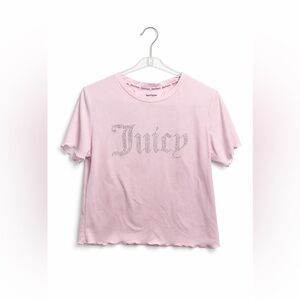 Juicy Couture‎ Pink Ribbed Logo Tee ✨ Y2K Vibes ✨ Size XL